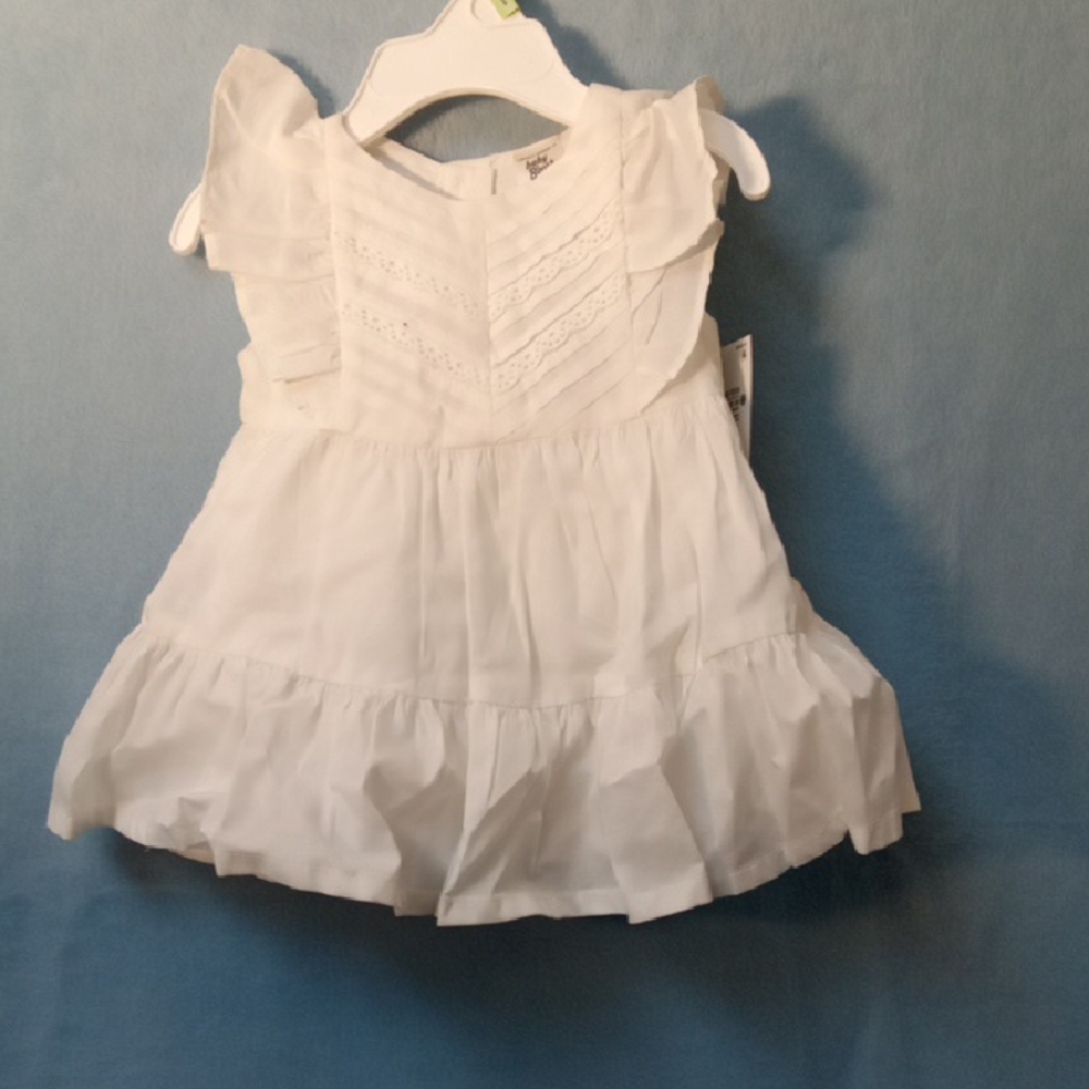 NWT Oshkosh B'Gosh White Ruffled Kids Dress
